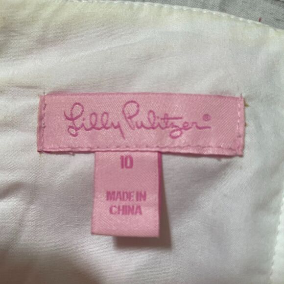 Lilly Pulitzer Size 10 Frankie Dress Pink Embroidered Strapless Above Knee Mini - Picture 7 of 8